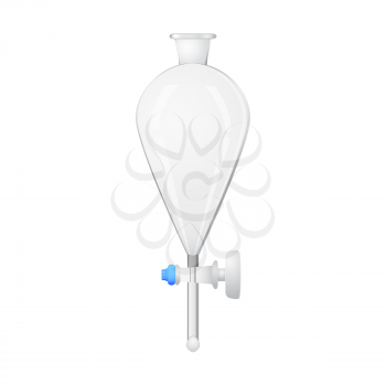 Separating funnel illustration - lab equipment, 3d, isolated on white background, vector, eps10