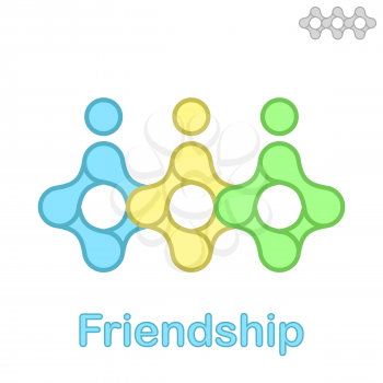 Friendship conceptual icon, 2d flat illustration, vector, eps 8