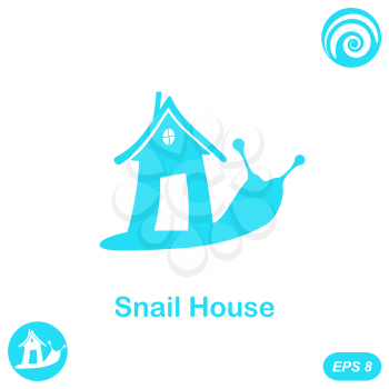 Snail with house - home sale concept, 2d flat illustration, isolated, vector, eps 8