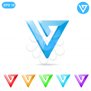 V letter logo concept with color variations, 3d illustration, isolated, vector, eps 10