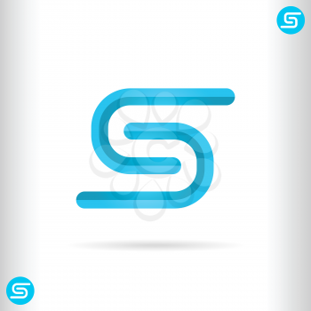 S letter - logo concept sign, 2d & 3d vector on gradient background, eps 8
