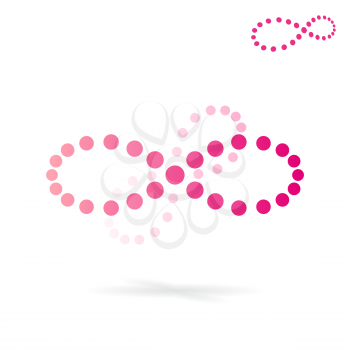 Dotted infinity icon, knot shape, 3d vector infinite shape, eps 10