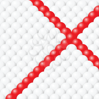 White and red balls vector background, sphere pattern with red cross, eggs shape, eps 8