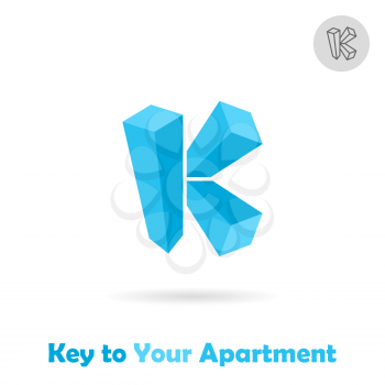 K letter logo template, isometric style 3d vector sign, eps 8