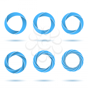 Segmented circles abstract figures, o letter signs, 2d illustration, vector, eps 10
