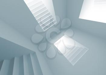 Gray abstract architecture interior with lighting stairway portals