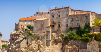 Stone houses on the hill .Old town landscape, Sartene, South Corsica, France