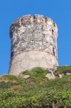 Genoese tower Parata on Sanguinaires peninsula near Ajaccio, Corsica, France