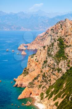 Corsica island. Coastal landscape. Gulf of Porto, view from Capo Rosso