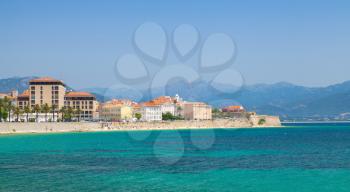 Ajaccio coastal cityscape panorama, Corsica, France