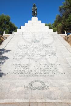 Ajaccio, France - July 7, 2015: Memorial with statue of Napoleon Bonaparte on the top, Ajaccio, island of Corsica, France
