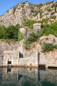Old stone fortress of ancient Kotor town, Montenegro