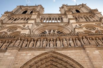 Facade of Notre Dame de Paris cathedral, France
