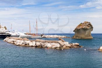 Il Fungo. Mushroom shaped rock in bay of Lacco Ameno, Ischia island, Italy