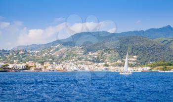 Coastal landscape of Ischia island. Mediterranean sea, Italy