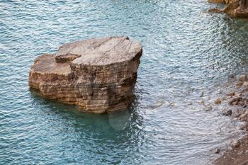 Big flat coastal stone on Adriatic Sea, Montenegro