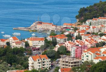 Petrovac town summer landscape. Adriatic sea, Montenegro