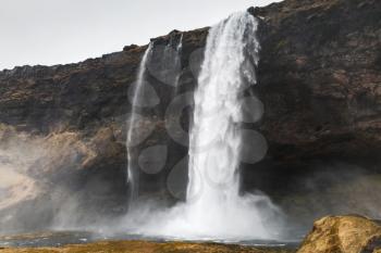 Seljalandfoss waterfall, popular natural landmark of Icelandic nature