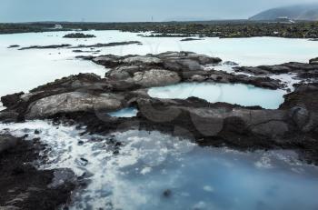 Iceland, Blue lagoon coastal landscape. This geothermal spa is one of the most visited attractions in Iceland