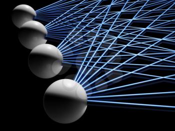 Artificial neural network fragment isolated on black, 3d illustration