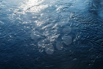 Shiny dark blue sea water, natural background photo texture