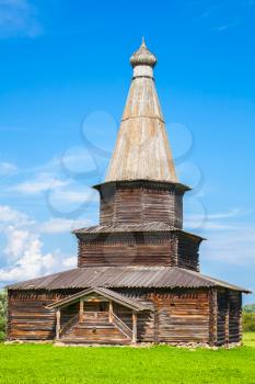 Ancient Russian Orthodox wooden church exterior, Veliky Novgorod, Russia