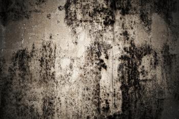 Old rusted dark metal wall texture, frontal background photo