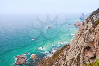 Coastal rocks of Cabo da Roca a popular tourist attraction and limit of continental Europe