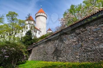 Facade of Konopiste, castle in Czech Republic. It was established in the 1280s and renovated between 1889 and 1894