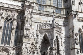 Main facade of the Regensburg Cathedral. Germany, the most important landmark of the city