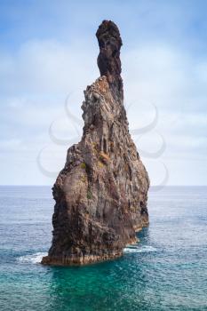 Tall rocky Islet of the Ribeira da Janela, Madeira island, Portugal