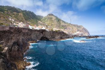 Coastal landscape of Porto Moniz town, Madeira island, Portugal