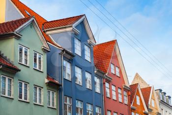 Colorful houses, traditional architecture style of Copenhagen old town, Denmark