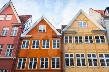 Colorful houses in a row, traditional architecture style of Copenhagen old town, Denmark