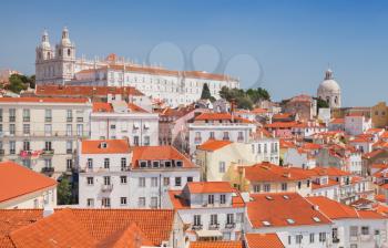 Cityscape of Alfama in sunny summer day. Lisbon, Portugal