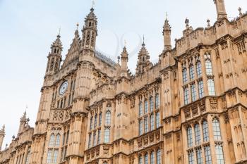 Parliament of the United Kingdom, London. Facade in Gothic style