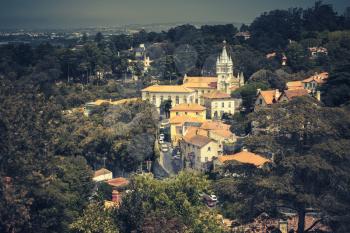 Cultural Landscape of Sintra, 	Lisbon District, Portugal. Vintage toned photo, retro style filter effect
