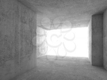 Abstract empty concrete room interior with daylight from blank window. 3d render 