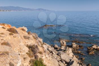 Rocky coasts of Zakynthos island, Greece. Popular touristic resort for summer vacation