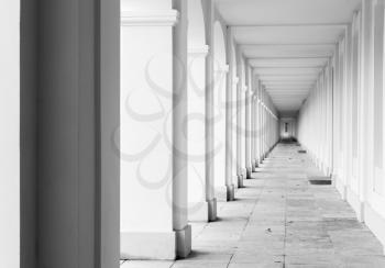 Empty white corridor interior perspective, classic architecture background photo