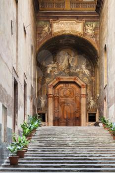 Chiostro di San Gregorio Armeno. Antrance of the cloister of Armenian sanctuary in Naples, Italy