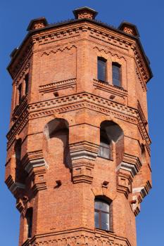 Old Water tower made of red brick, Saint-Petersburg, Russia