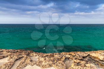 Mediterranean Sea rocky coast. Summer landscape of Ayia Napa, Cyprus