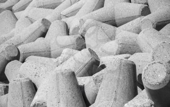 Gray breakwater blocks made of concrete. Background photo texture
