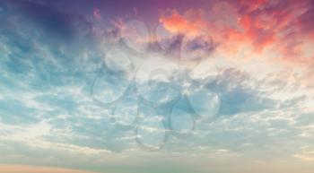 Colorful clouds in morning sky, natural background photo