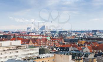 Skyline of Copenhagen. Photo taken from The Round Tower, popular old city landmark and viewpoint. Denmark