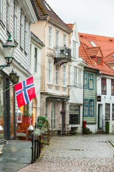 Street view of old Bergen, Norway