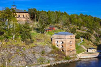 Fredriksborg Fortress towers, fortification in Oxdjupet, the inlet to Stockholm. It was completed in 1735