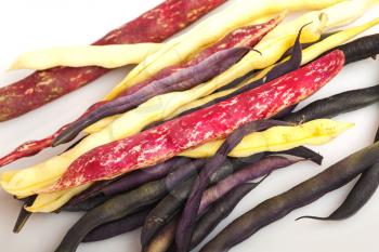 Colorful kidney beans on white background
