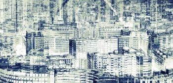 Big modern city, abstract double exposure background pattern with tonal photo filter 